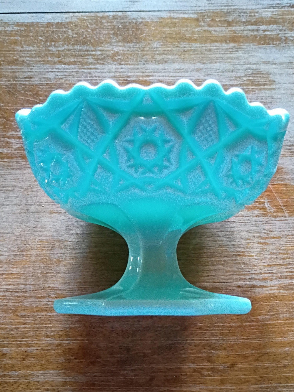 Turquoise Glass Pedestal Bowl - Decorative Home Art